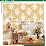 buy embossed pvc wallpaper, yellow islamic waves wall covering for home decorative , small scale wall sticker brands