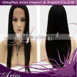 Lace Front 100% Brazilian Human Hair Wig 20" Straight Long Off Black 1B Large Cap thumbnail-1