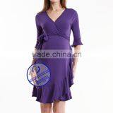 Organic Cotton Spandex Maternity Dress Short Sleeve Dress for Mami thumbnail-2