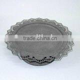 DIA31.5CM Laced Edged Round Metal Bowl W/Antique Grey thumbnail-1