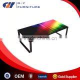 Modern Coffee Table With Black Legs & Tempered Glass Table Top in Neon Print thumbnail-1