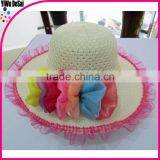 2015 Fashion Summer Flower Bowknot Beach Wholesale Lady White Hat thumbnail-5