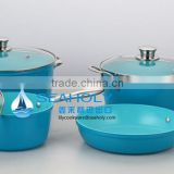 Hot Sale 7pcs Aluminum Blue forged cookware set with trade assurance