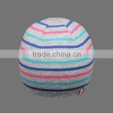 CUSTOM RED AND WHITE STRIPED BEANIE HAT WITH EMBROIDERY thumbnail-1