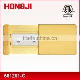 Single Flat Push Floor Box With Receptacle in Brass thumbnail-1