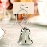 Charming Chrome Bell Place Card/Photo Holder with Dangling Heart Charm