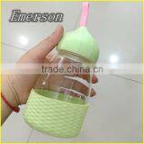 Portable Glass Water Cup Silicone Cover Creative Glass Water Cup Various Color Water Glass Cup thumbnail-1