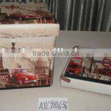 Vintage Wooden Faux Leather Folding Storage Ottoman