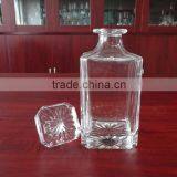 750ml Square Whisky Clear Glass Decanter With Polished Glass Lid thumbnail-2
