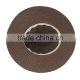 New Cheap Fashion Wholesale Ribbon Striped Dark Brown Paper Panama Custom Partyhot Uniex Straw Hat thumbnail-3