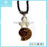 Europe Fashion Silver Gemstone Natural Agate Snail Fossils Pendant Jewelry Wholesale