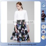 2016 fashion ladies designer dress flower printed dress for women