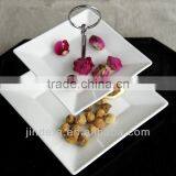 White Square Porcelain/ceramic Three-layer Plate