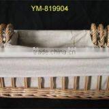 2016 Chinese Popular S/4 Canvas Lined Willow Storage Basket With Flax Lining thumbnail-1