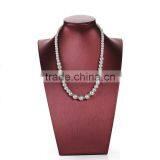 Red Leather Wood Jewelry Display Neck Stands thumbnail-2