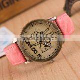 Wholesale Factory Price Free Sample Colorful Printing Thumbs up Leather Strap Quartz Watch thumbnail-5