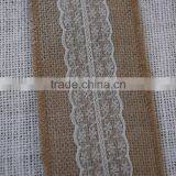 3''*3y Burlap Ribbon With Lace 100% Natural Jute thumbnail-2