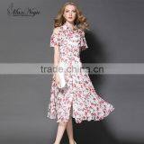 Maxnegio Long Chiffon Sexy Keyhole Print Floral Casual Dress thumbnail-1