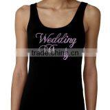 Women Fashion Cotton Tank Top Clothes Iron On Wine Rhinestone Transfer Design thumbnail-2