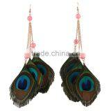 Wholesale Feather Jewelry Lady Peacock Tail Feather Earring Jewelry Evil Eye Earring Jewelry thumbnail-4
