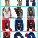 Factory Supplier Cheap Zinc Alloy Pendants Jewelry Scarves Pure Handmade Long Polyester Scarves Women Infinity Wrap Scarves thumbnail-1
