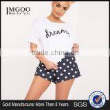 Custom Logo Print Loose Top Short Sleeve With Dots Shorts Causal Pajama Set Ladies Pyjama Set thumbnail-1