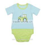 Summer Baby Boy Collar Short Sleeve Clothes Little Car Design Plain Baby Rompers thumbnail-1