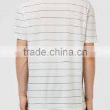Custom Mens White off Black Stripes t Shirts 100% Cotton Summer Wear T-shirts for Man thumbnail-3