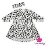 Best Selling Boutique Long Sleeve Girl Dress Short Front Long Back With Bow Headband Latest Dresses Photos Kids Frock Designs thumbnail-3