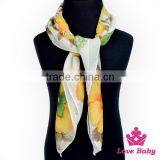 Wholesale Korean Style Lady Soft Floral Pattern Printing Neck Girl Silk Scarf Bandanna Teen Girl thumbnail-3
