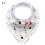 S17223A Soft Organic Cotton Baby Bandana Drool Bibs With Pom-Pom thumbnail-3