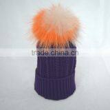Myfur Popular New Cable Woolen Knitted Hat With Raccoon Pom Pom Top thumbnail-4