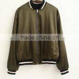 Runwaylover EY1030C Wholesale Fashion Women Solid Color Bomber Cropped 100% Nylon Embroidery Jacket thumbnail-6