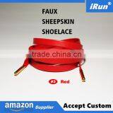 Brand Red Sheepskin Shoes Dress Laces Customized Length 24" 27" 30" 36" 45" 54" 63" 72" Sheepskin Leather Lace Luxury Shoe Laces thumbnail-1
