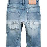 2017 New Summer Children Blue Washed Boys Tapered Knee-length Denim Cargo Shorts thumbnail-4