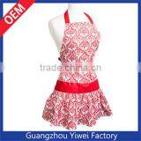Eco-friendly Women's Kitchen Cheapest Apron Wholesale Classic Damask Red thumbnail-1