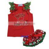 Xmas Baby Red Snow Green Bloomers Rhinestone Wild About Santa Tee Outfit 3-12M thumbnail-1