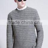 Simple Round Neck Gray Custom Knitting Mens Wool Sweater With Low Prices thumbnail-2