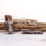 Resin & Shell Mosaic Dome Seals Cabochon Rectangle Coffee Glitter thumbnail-2