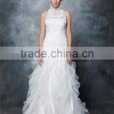 Custom Made Sexy A-Line Halter Neckline and Backless Lace Wedding Dress AS291 thumbnail-1