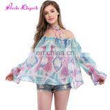 Wholesale Summer Floral Off Shoulder One Size Ladies Beach Dress thumbnail-4