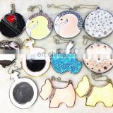 foldable cosmetic makeup mirror / small pocket size double sided cat dog heart round shaped compact mirror