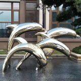 Life Size Stainless Steel Dolphin Sculpture for Garden Theme Decoration thumbnail-3
