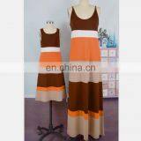 2019 New Style Mom And Girl Stripes Color Block Mother Daughter Matching Dress (this Link for KIDS) thumbnail-4