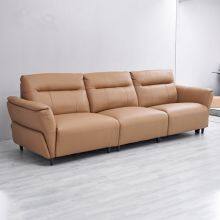 New Modern Minimalist Straight Three-Seat Leather Sofa Living Room High Foot Electric Function Sofa thumbnail-2