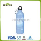 600ml sports aluminum drink travel water bottles with customized logo and carabiner lid