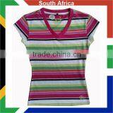 Ladies Deep Neck Short Sleeve T-shirt/Yarn Dyed T Shirt thumbnail-1