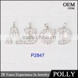 Fashion 925 Sterling Silver 26pcs Letter Alphabet Initial Bling Bling Pendants thumbnail-3