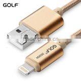 GOLF 3M Metal Nylon Weave Reversible 2.1A Sync And Charge Cable for Iphone5/5s/6 Ipad All the 8 Pin Device thumbnail-1