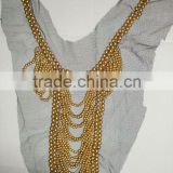 Beaded Collar Neck trim saree blouse neck designs